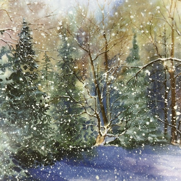 Melplus R2S Monza Artist Signed Snowy Winter Scene Trees Serving Tray Italy 90’s - Picture 8 of 12